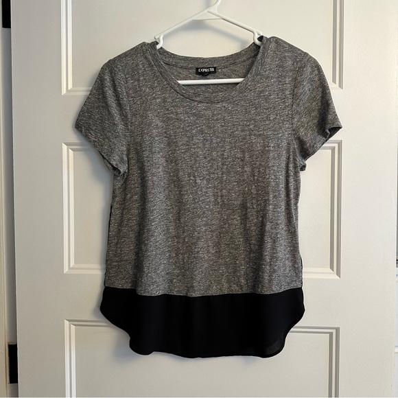 Express Tops - Express - XS - Short Sleeve Shirt with Sheer Bottom